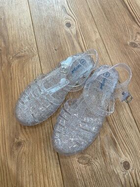 Clear Glitter Jelly Sandals - Women's Sparkle Slingback